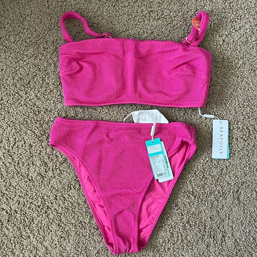 Seafolly Revolve Seadive Fuschia Textured Bikini, NWT